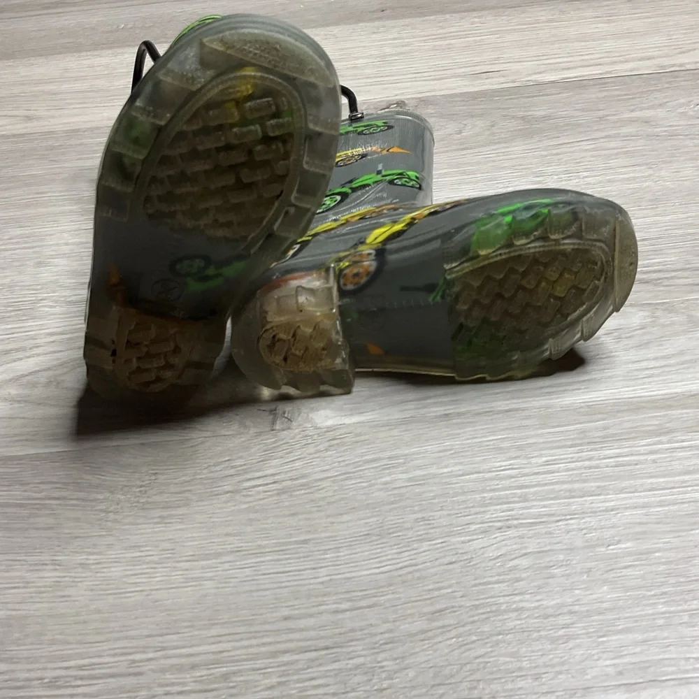 Sporto Kids Rubber‎ Boots Tractors Gray Boot Size 5/6 Only One Lights Up